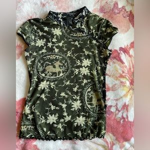 Green Mesh Patterned Top